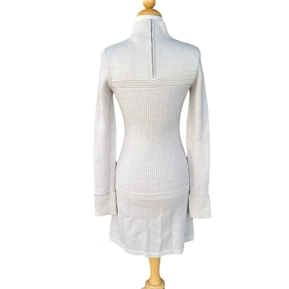 Reiss Zoe Ribbed Knit Sweater Dress Wool Blend Oatmeal NWOT - Picture 4 of 16